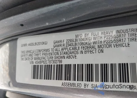 2008 Subaru Outback 2.5I Limited/2.5I Limited L.l. Bean Edition from USA, damaged, VIN 4S4BP62C787302799